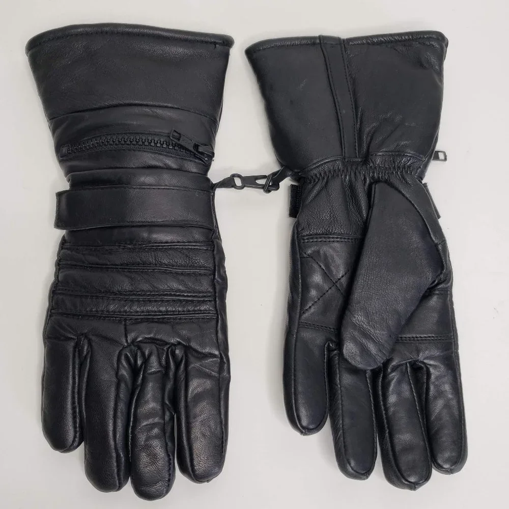 3M Thinsulate Black Leather Zippered Wrist‎ Gloves XS